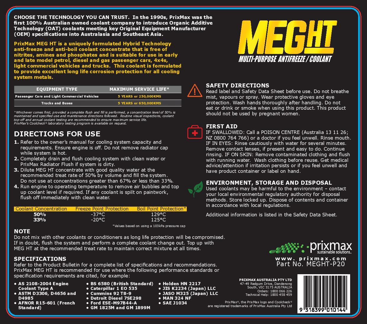 PrixMax MEG HT Long Life Universal Antifreeze Antiboil Hybrid OAT Coolant Concentrate 1L