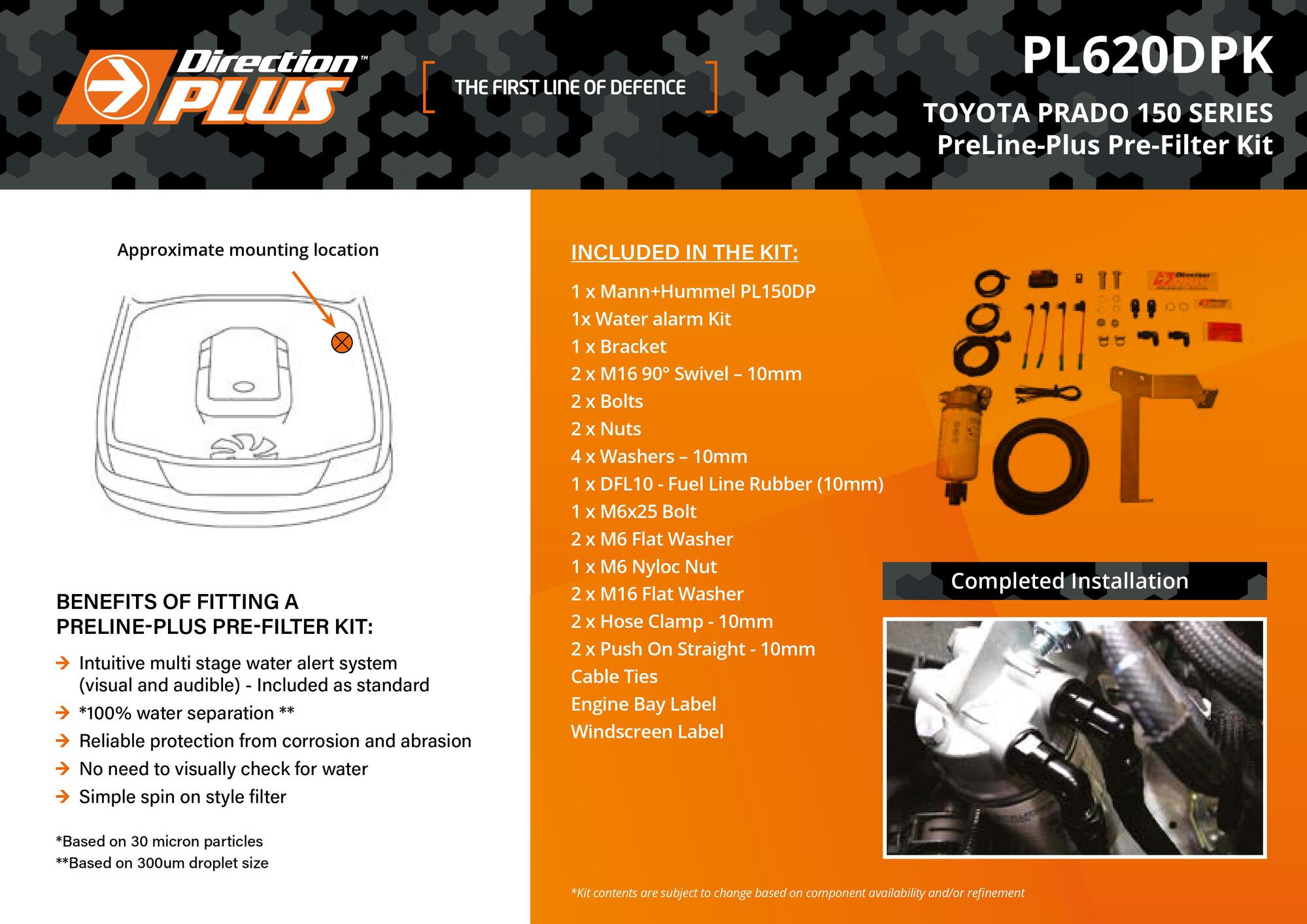 PreLine-Plus Pre-Filter Kit For Toyota Prado KDJ150 3.0L KD-FTV 2009 - 2015