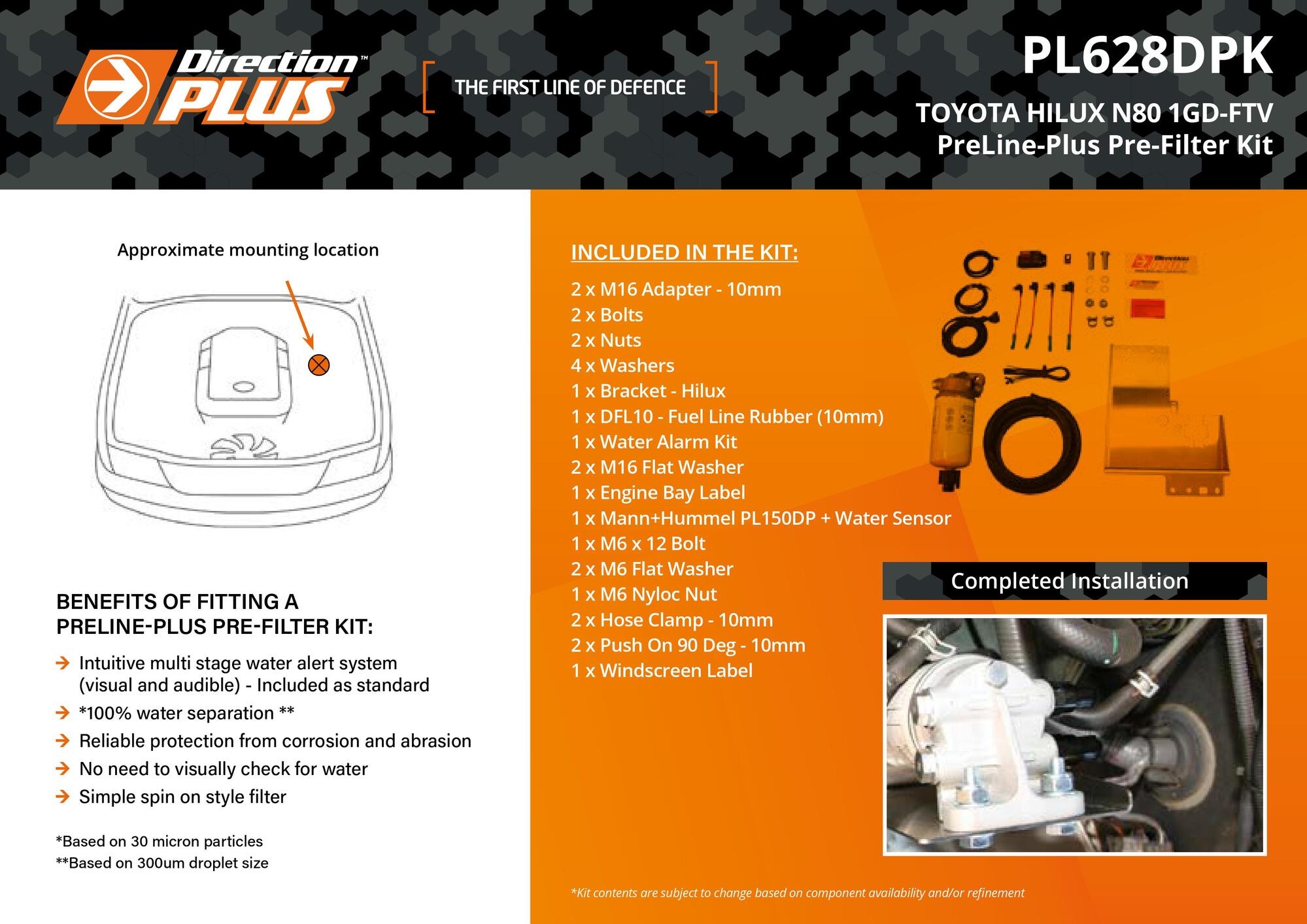 PreLine-Plus Pre-Filter Kit For Toyota Hilux/Fortuner GUN 2.4L & 2.8L 2015 - On