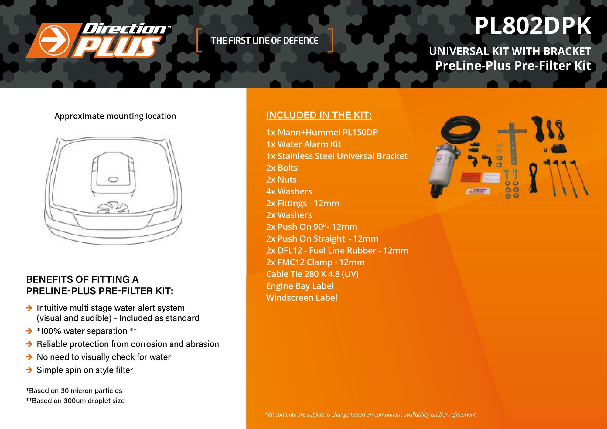 PreLine-Plus Pre-Filter Kit 12mm Universal Kit Fuel Water Separator