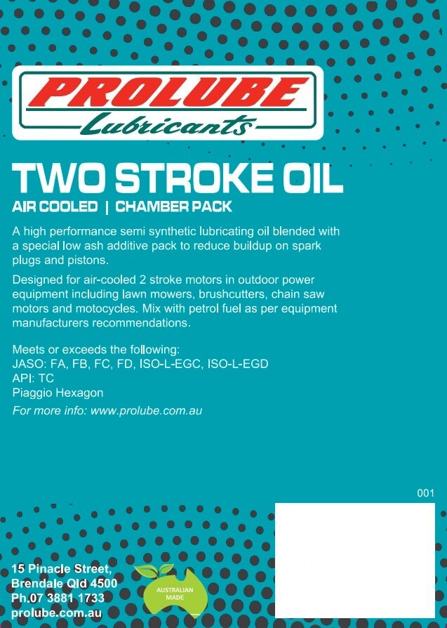Prolube 2 Stroke Oil for AirCooled Motors Versatile & Dependable