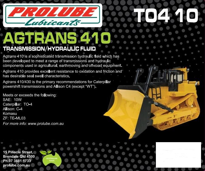 Prolube Agtrans 410 SAE 10: Allison C4, CAT TO-4 Fluid at FCP Solutions ...