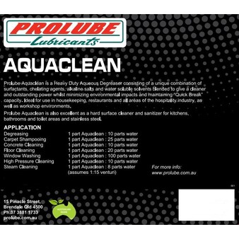 Prolube Aquaclean Water Based Quick Break Biodegradable Degreaser Concentrate 200