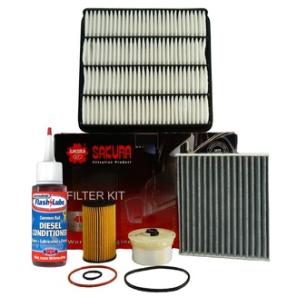 Toyota Landcruiser VDJ200R 4.5L 1VDFTV Oil, Fuel, AIr, Cabin Filter Service Kit Sakura K-11072