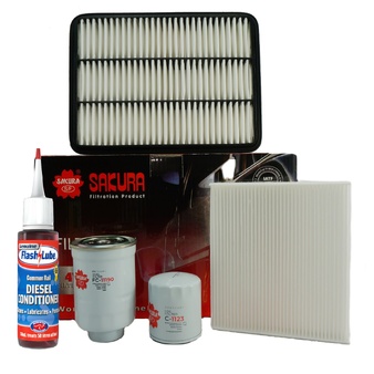 Toyota Prado KDJ150R KDJ155R 3.0L 1KDFTV Oil, Fuel, Air, Cabin Filter Service Kit Sakura K-11081