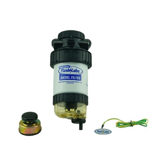 Flashlube 30 Micron Diesel Fuel Water Separator filter + Hand Primer + Water Warning Sensor