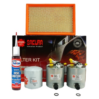 Nissan Navara D40 2.5L TDI YD25 (Spain Built) Air 2 x Fuel Oil Filter Service Kit Sakura