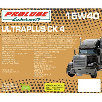 Prolube Ultraplus 15W40 CK-4 High Performance Heavy Duty Diesel Engine Oil