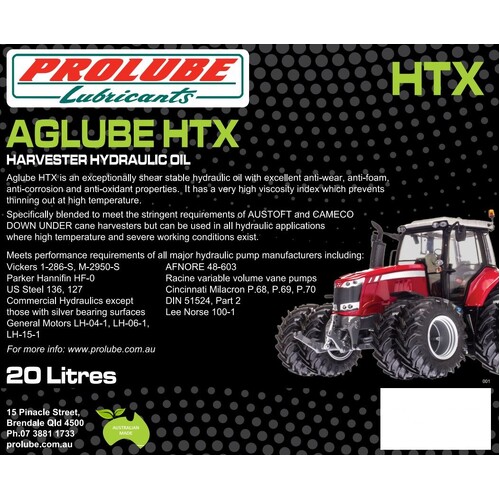Prolube Aglube HTX Harvester Hydraulic Oil 20 Litres