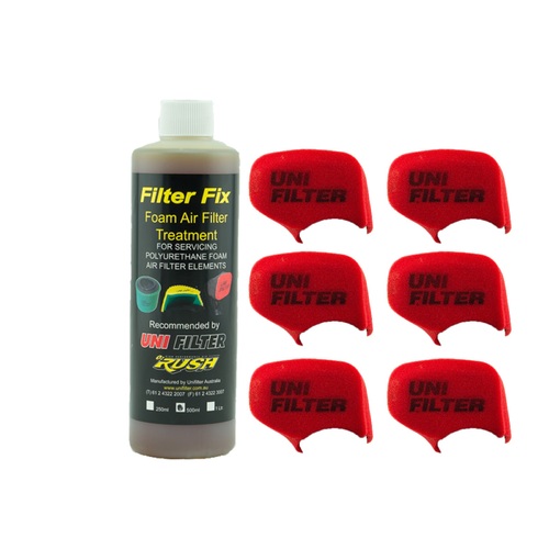 6 x Unifilter TJM (LHS Fit) Ram Head Cover Pre Cleaner Filter & Filter Oil Combo Pack